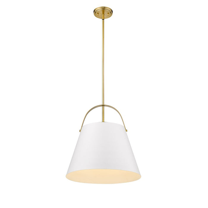 Z-Lite Z-Studio 1 Light Pendant, White/Heritage Brass