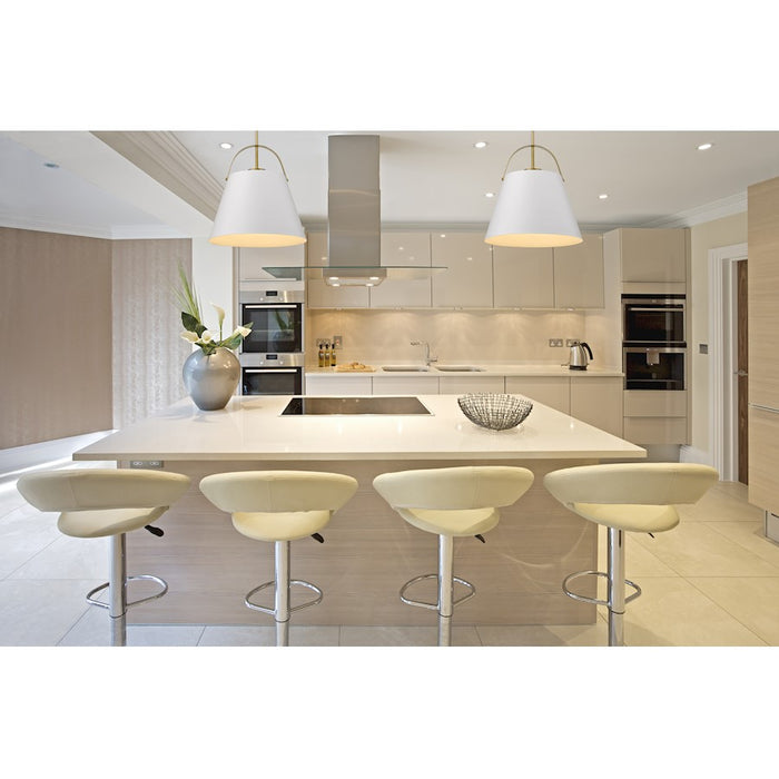 Z-Lite Z-Studio 1 Light Pendant, White/Heritage Brass