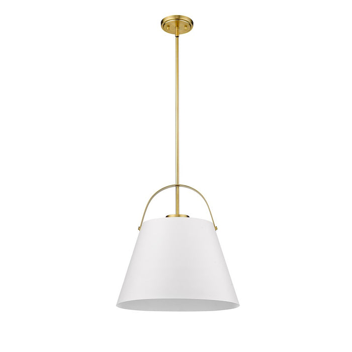 Z-Lite Z-Studio 1 Light Pendant, White/Heritage Brass