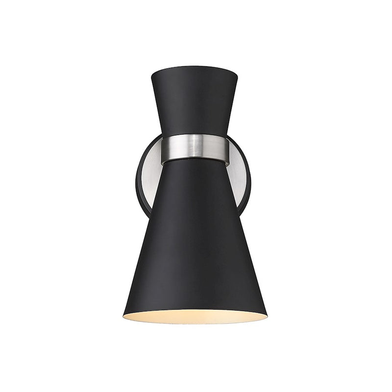 Z-Lite Soriano 1 Light 9" Sconce, Black/Brushed Nickel, Black - 728-1S-MB-BN