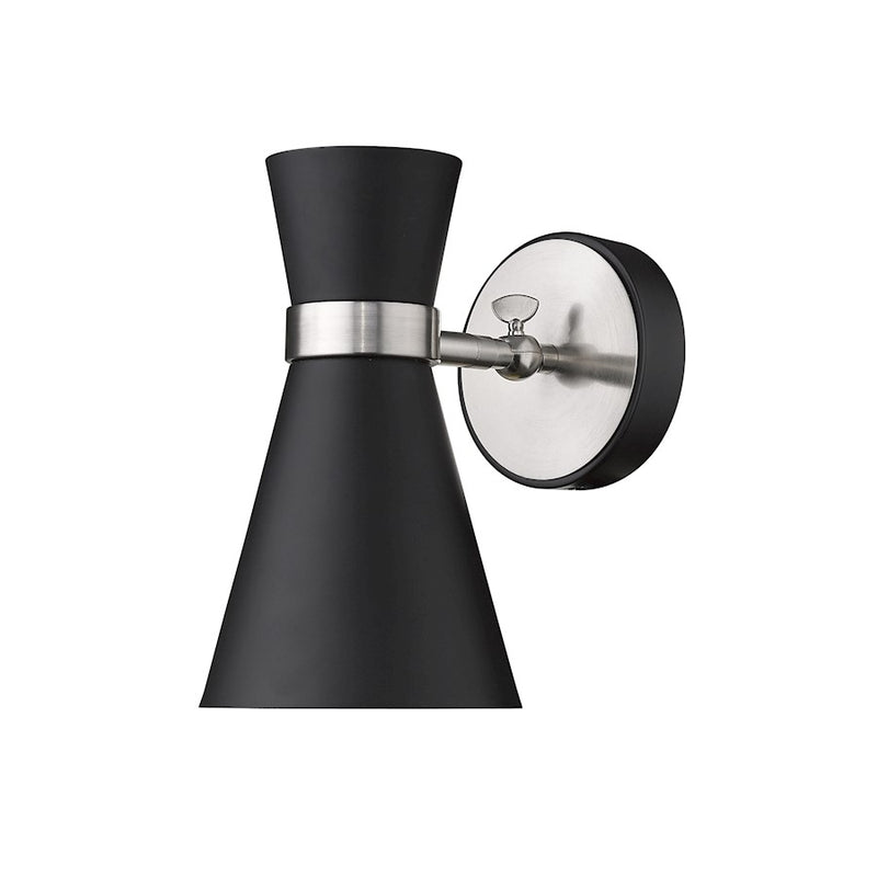 Z-Lite Soriano 1 Light 9" Sconce, Black/Brushed Nickel/Black