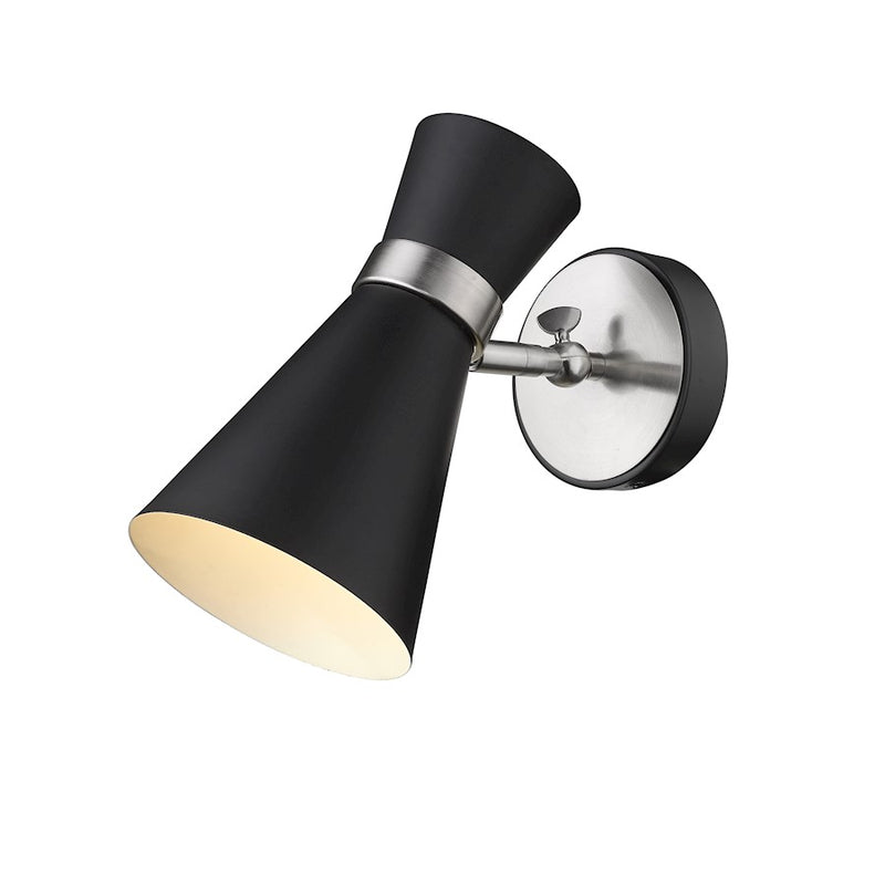 Z-Lite Soriano 1 Light 9" Sconce, Black/Brushed Nickel/Black