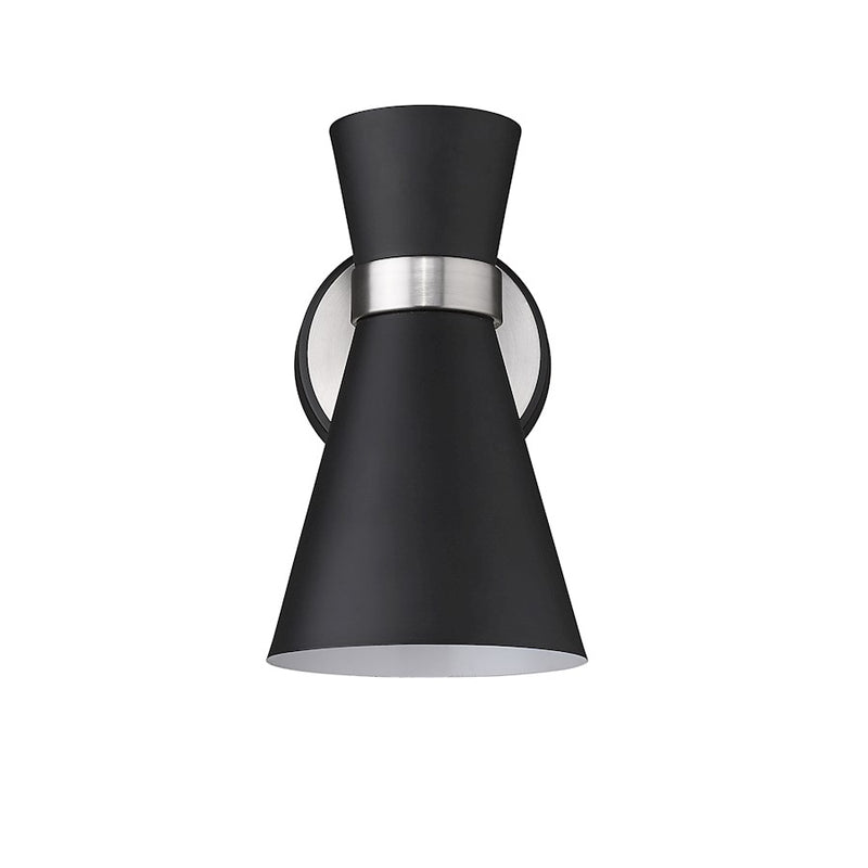 Z-Lite Soriano 1 Light 9" Sconce, Black/Brushed Nickel/Black