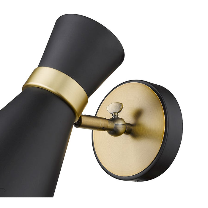 Z-Lite Soriano 1 Light 9" Sconce, Black/Heritage Brass/Black