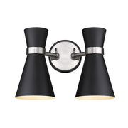Z-Lite Soriano 2 Light 9" Sconce, Black/Brushed Nickel, Black - 728-2S-MB-BN