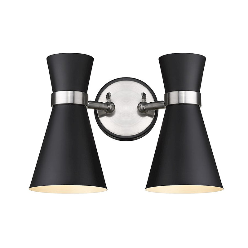 Z-Lite Soriano 2 Light 9" Sconce, Black/Brushed Nickel, Black - 728-2S-MB-BN