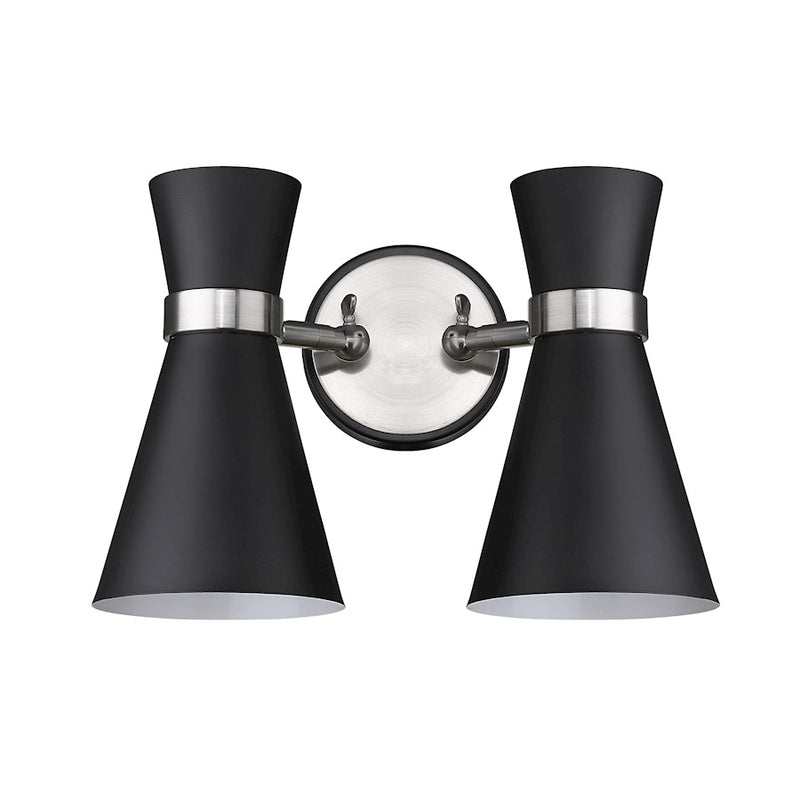 Z-Lite Soriano 2 Light 9" Sconce, Black/Brushed Nickel/Black