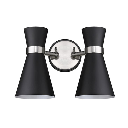 Z-Lite Soriano 2 Light 9" Sconce, Black/Brushed Nickel/Black