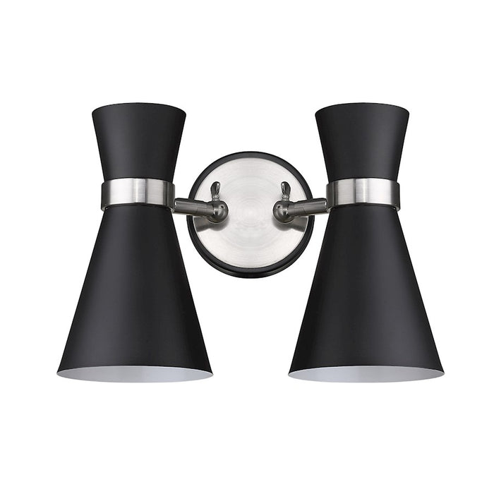 Z-Lite Soriano 2 Light 9" Sconce, Black/Brushed Nickel/Black