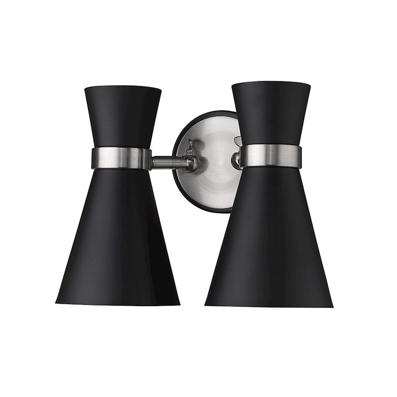 Z-Lite Soriano 2 Light 9" Sconce, Black/Brushed Nickel/Black