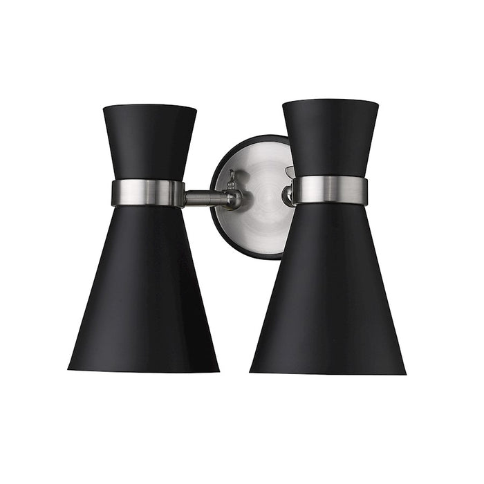 Z-Lite Soriano 2 Light 9" Sconce, Black/Brushed Nickel/Black