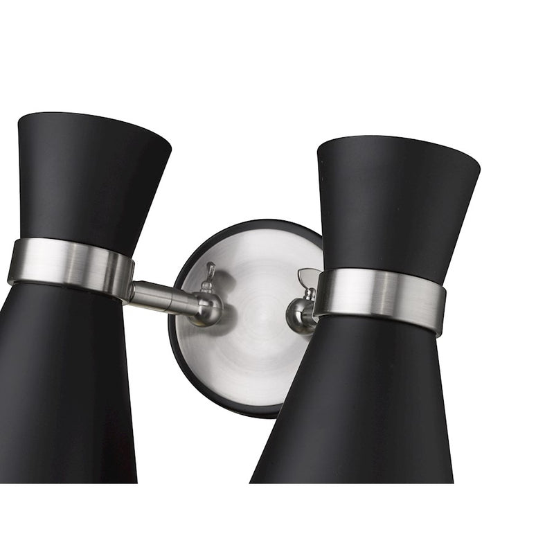 Z-Lite Soriano 2 Light 9" Sconce, Black/Brushed Nickel/Black