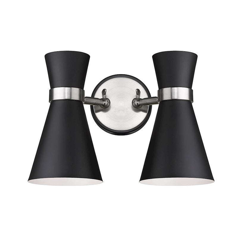 Z-Lite Soriano 2 Light 9" Sconce, Black/Brushed Nickel/Black