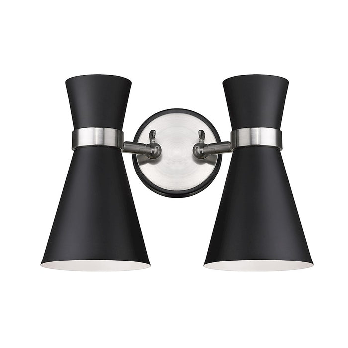 Z-Lite Soriano 2 Light 9" Sconce, Black/Brushed Nickel/Black