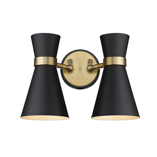 Z-Lite Soriano 2 Light 9" Sconce, Black/Heritage Brass, Black - 728-2S-MB-HBR