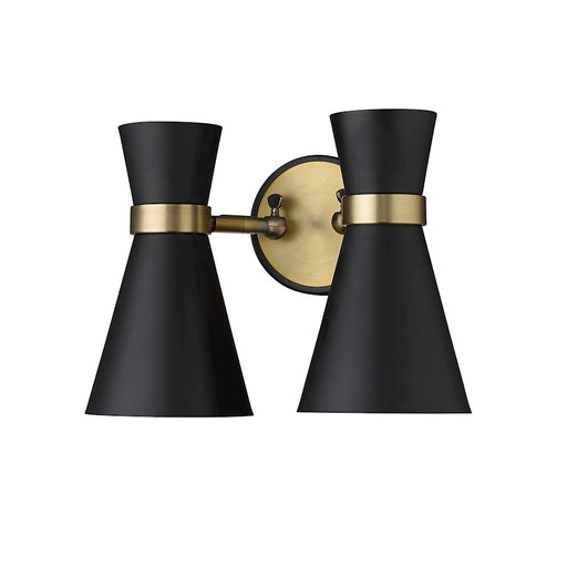 Z-Lite Soriano 2 Light 9" Sconce, Black/Heritage Brass/Black