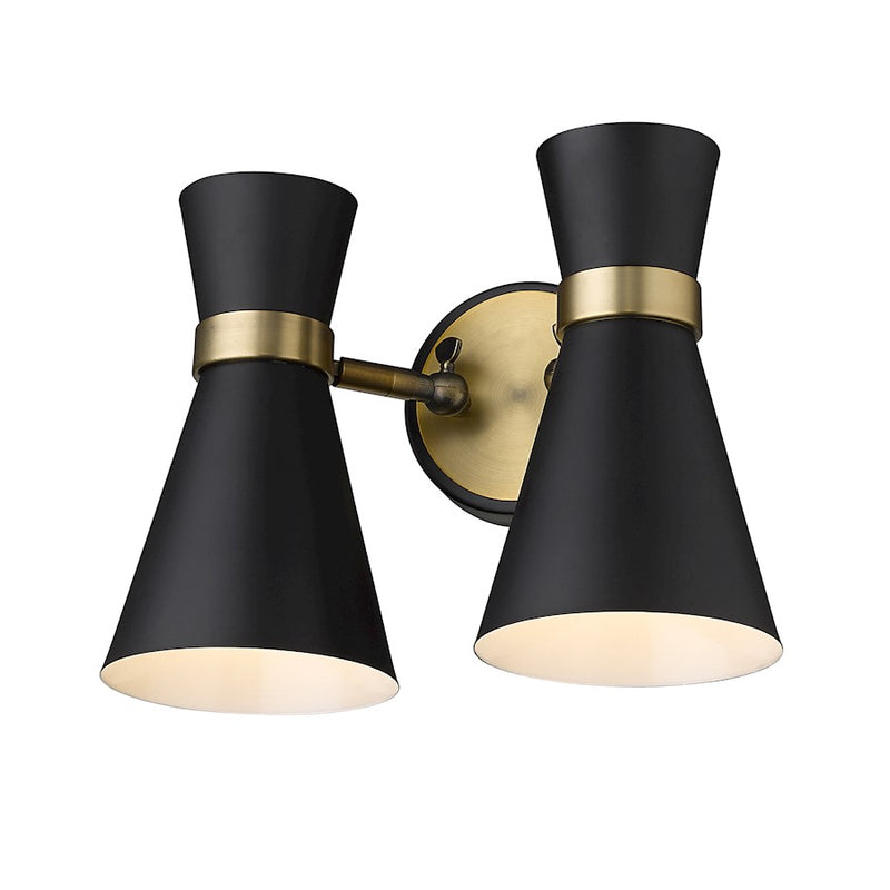 Z-Lite Soriano 2 Light 9" Sconce, Black/Heritage Brass/Black