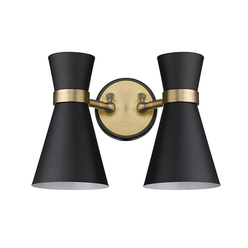 Z-Lite Soriano 2 Light 9" Sconce, Black/Heritage Brass/Black