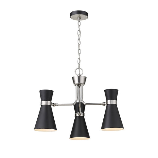 Z-Lite Soriano 3 Light 17" Chandelier, Black/Brushed Nickel, Black - 728-3MB-BN