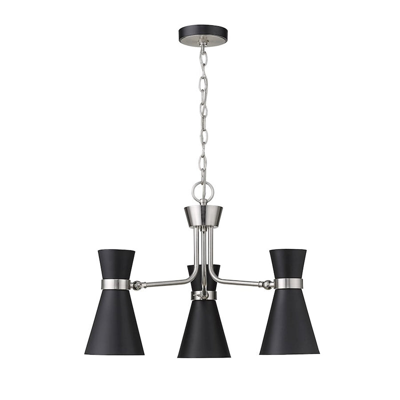 Z-Lite Soriano 3 Light 17" Chandelier, Black/Brushed Nickel/Black