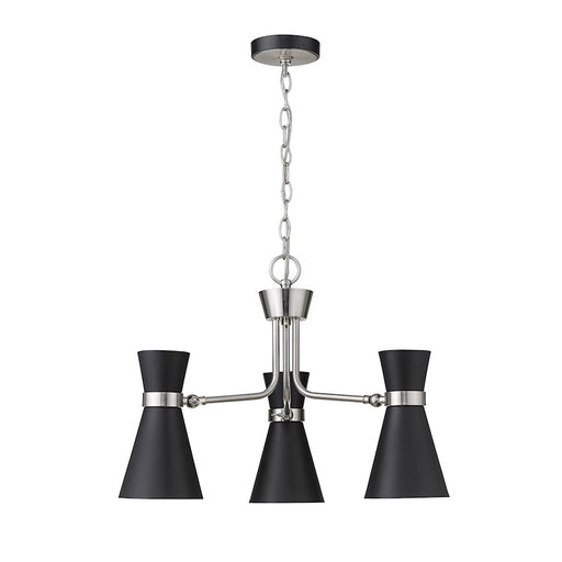 Z-Lite Soriano 3 Light 17" Chandelier, Black/Brushed Nickel/Black
