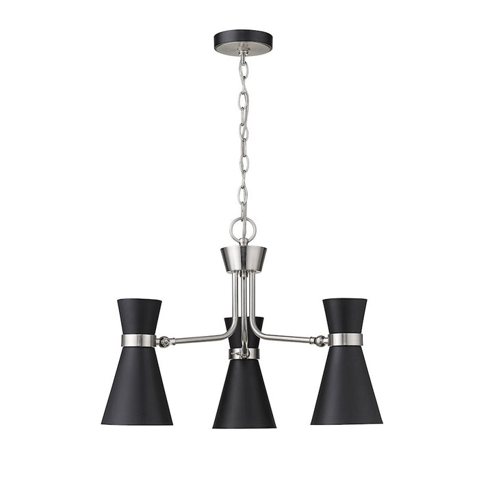 Z-Lite Soriano 3 Light 17" Chandelier, Black/Brushed Nickel/Black