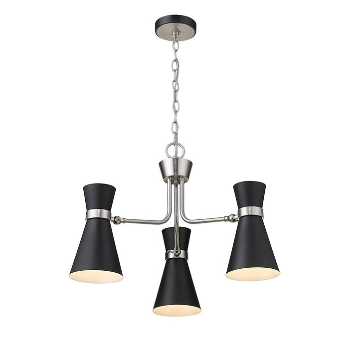 Z-Lite Soriano 3 Light 17" Chandelier, Black/Brushed Nickel/Black