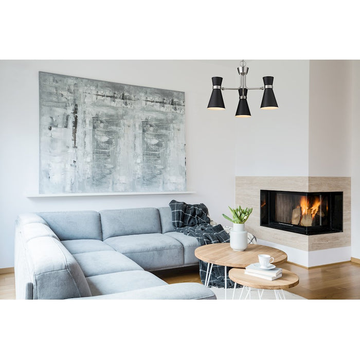 Z-Lite Soriano 3 Light 17" Chandelier, Black/Brushed Nickel/Black
