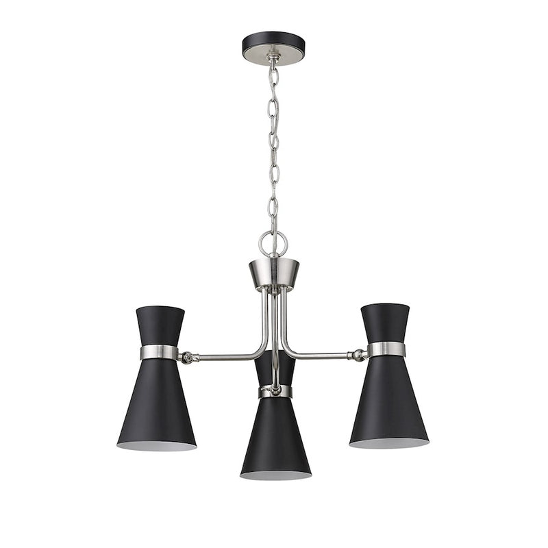 Z-Lite Soriano 3 Light 17" Chandelier, Black/Brushed Nickel/Black
