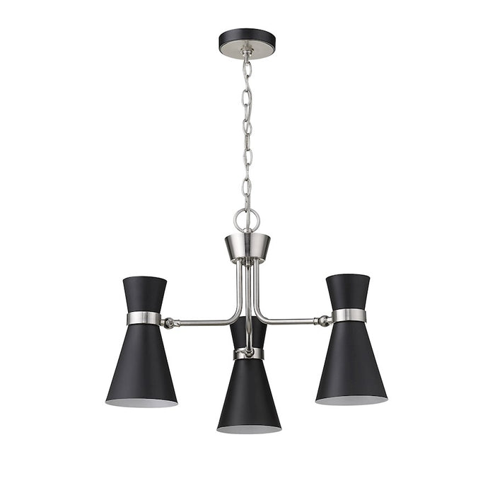 Z-Lite Soriano 3 Light 17" Chandelier, Black/Brushed Nickel/Black