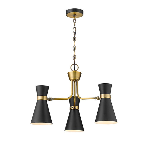 Z-Lite Soriano 3 Light 17" Chandelier, Black/Heritage Brass, Black - 728-3MB-HBR