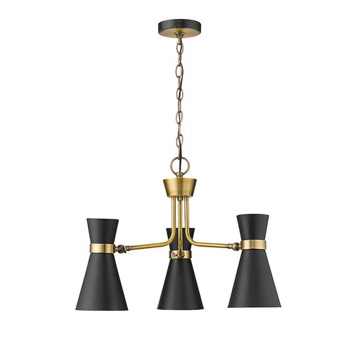 Z-Lite Soriano 3 Light 17" Chandelier, Black/Heritage Brass/Black