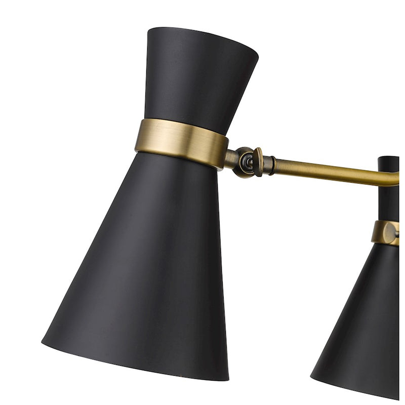 Z-Lite Soriano 3 Light 17" Chandelier, Black/Heritage Brass/Black