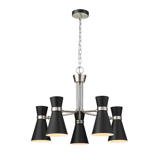 Z-Lite Soriano 5 Light 20" Chandelier, Black/Brushed Nickel, Black - 728-5MB-BN
