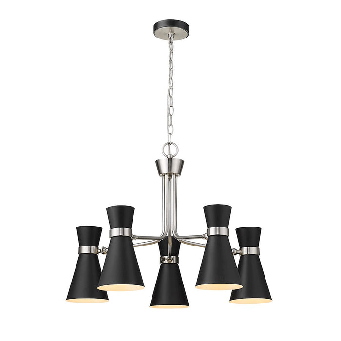 Z-Lite Soriano 5 Light 20" Chandelier, Black/Brushed Nickel, Black - 728-5MB-BN