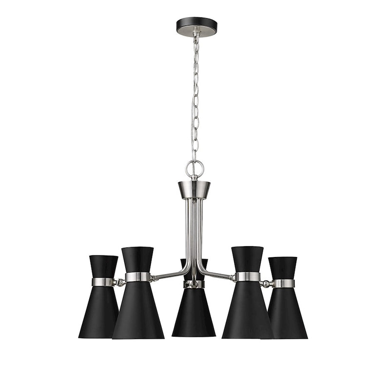 Z-Lite Soriano 5 Light 20" Chandelier, Black/Brushed Nickel/Black