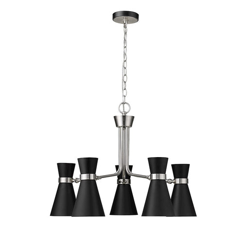 Z-Lite Soriano 5 Light 20" Chandelier, Black/Brushed Nickel/Black