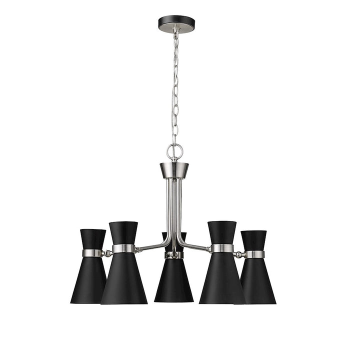 Z-Lite Soriano 5 Light 20" Chandelier, Black/Brushed Nickel/Black