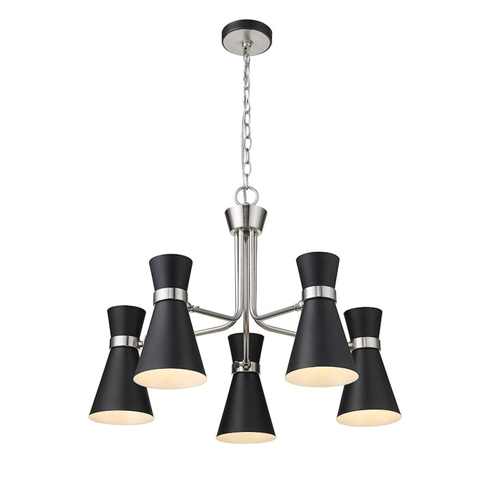 Z-Lite Soriano 5 Light 20" Chandelier, Black/Brushed Nickel/Black