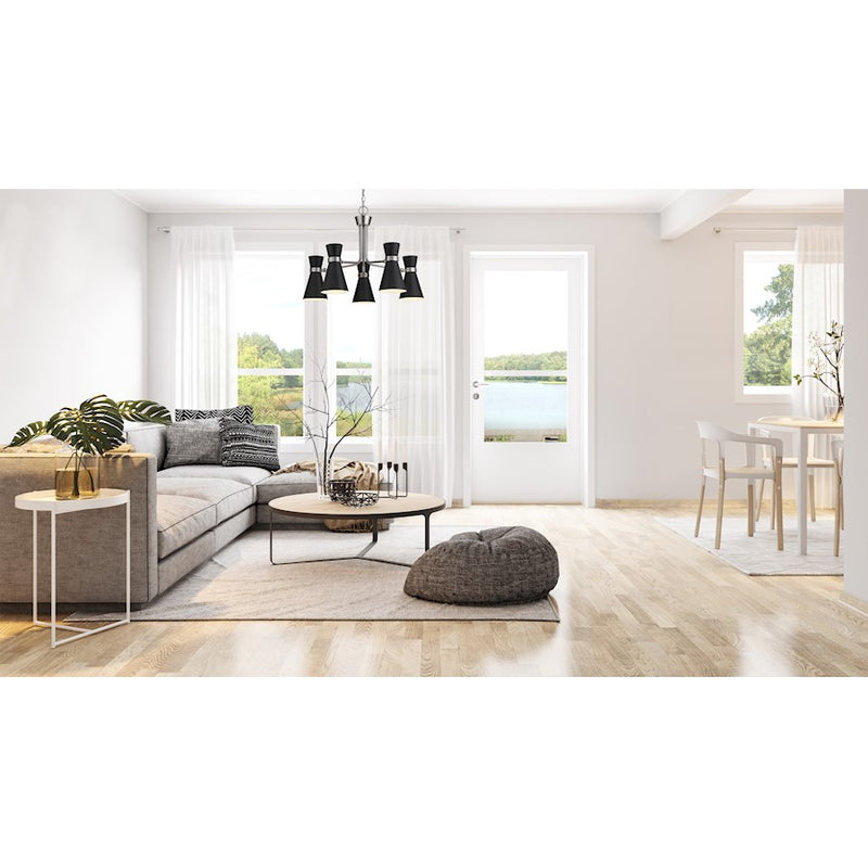 Z-Lite Soriano 5 Light 20" Chandelier, Black/Brushed Nickel/Black