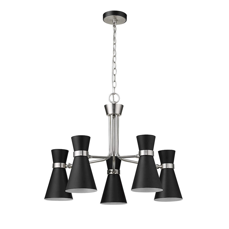 Z-Lite Soriano 5 Light 20" Chandelier, Black/Brushed Nickel/Black