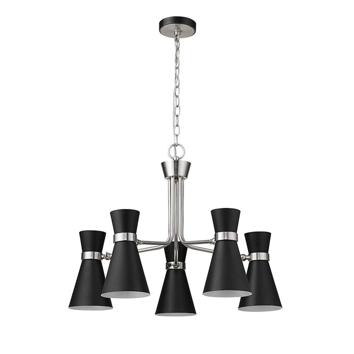 Z-Lite Soriano 5 Light 20" Chandelier, Black/Brushed Nickel/Black