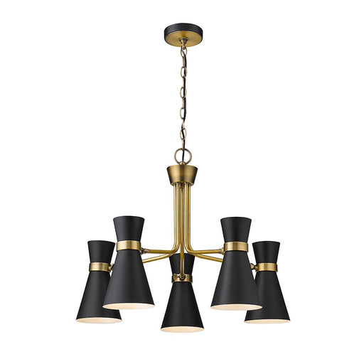 Z-Lite Soriano 5 Light 20" Chandelier, Black/Heritage Brass, Black - 728-5MB-HBR