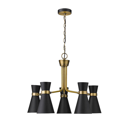 Z-Lite Soriano 5 Light 20" Chandelier, Black/Heritage Brass/Black