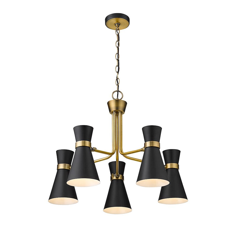 Z-Lite Soriano 5 Light 20" Chandelier, Black/Heritage Brass/Black