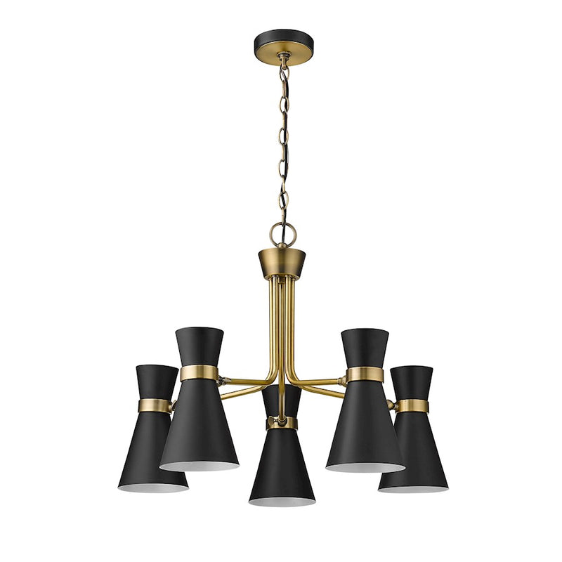 Z-Lite Soriano 5 Light 20" Chandelier, Black/Heritage Brass/Black