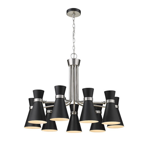 Z-Lite Soriano 9 Light 24" Chandelier, Black/Brushed Nickel, Black - 728-9MB-BN