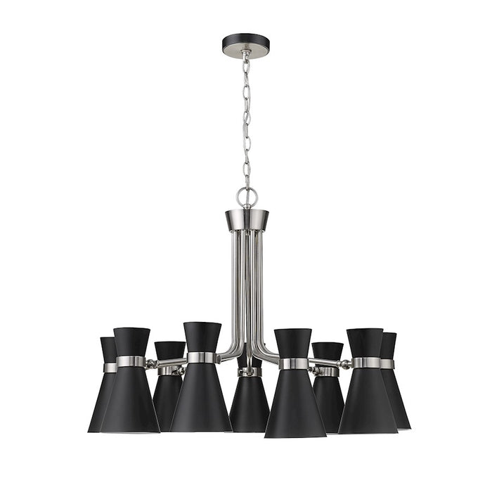 Z-Lite Soriano 9 Light 24" Chandelier, Black/Brushed Nickel/Black