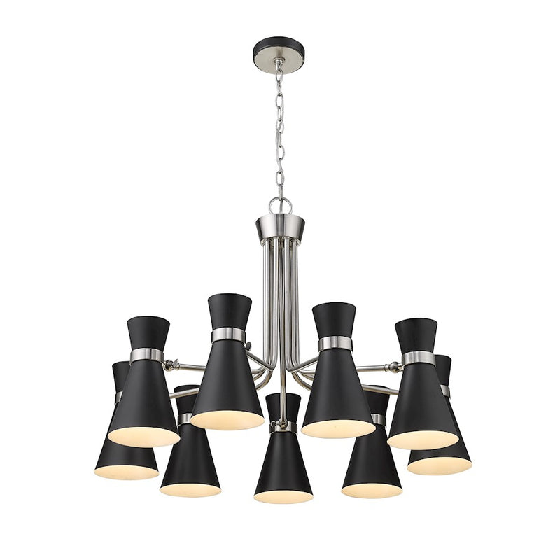 Z-Lite Soriano 9 Light 24" Chandelier, Black/Brushed Nickel/Black