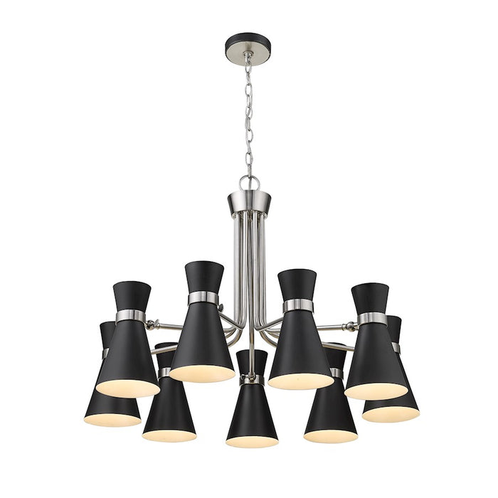 Z-Lite Soriano 9 Light 24" Chandelier, Black/Brushed Nickel/Black